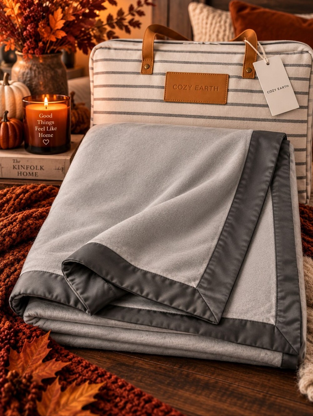 Cozy Earth Bamboo Blanket King Dove Grey Charcoal NWT $238